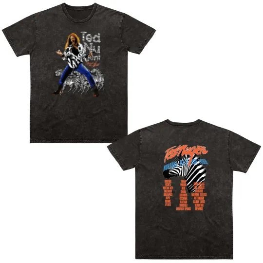 Discover Band Double Sided Mineral Wash T Shirts / Ted Nugent Tour / Graphic Print Double Sided Mineral Wash T Shirts Double Sided Mineral Wash T Shirts