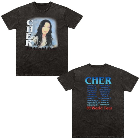 Discover Cher 1999 World Tour Do You Believe In Love After Love? White Bootleg Concert Double Sided Mineral Wash T Shirts