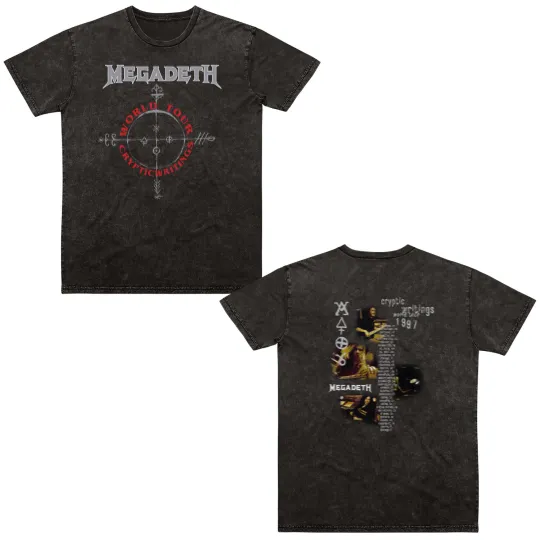 Discover vintage 1997 Megadeth Cryptic Writings World Tour Double Sided Mineral Wash T Shirts