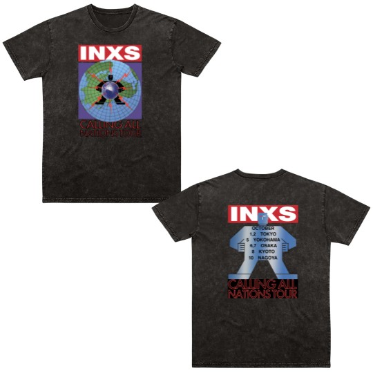 Discover 1988 INXS Calling All Nations Tour Double Sided Mineral Wash T Shirts, INXS Japan Tour 1988 Double Sided Mineral Wash T Shirts