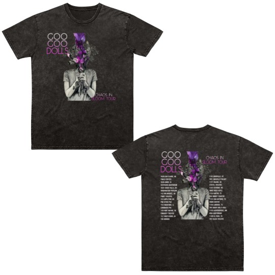 Discover Goo Goo Dolls Double Sided Mineral Wash T Shirts, Chaos In Bloom Tour Double Sided Mineral Wash T Shirts