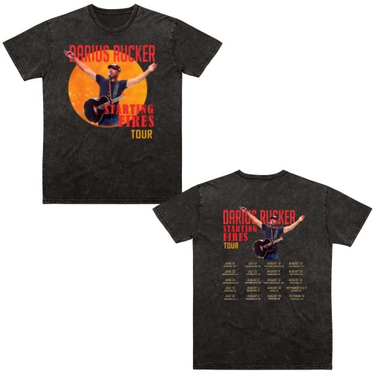 Discover Darius Rucker Fan Double Sided Mineral Wash T Shirts, Darius Rucker Starting Fi%res Tour 2023 Double Sided Mineral Wash T Shirts