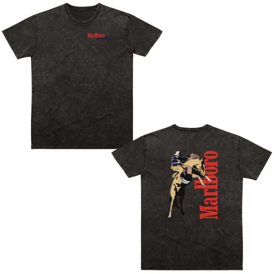Discover Vintage Marlboro Cowboy Wild West  Double Sided Mineral Wash T Shirts