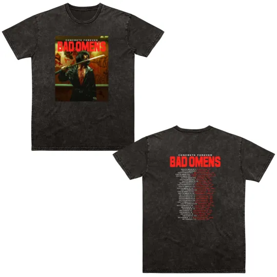 Discover BAD OMENS Concrete Forever US Tour 2023 Double Sided Mineral Wash T Shirts
