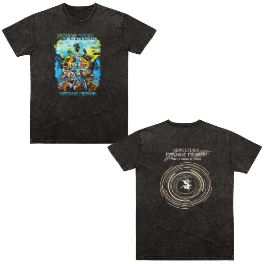 Discover SEPULTURA-MACHINE MESSIAH 2017 World Tour Unisex Double Sided Mineral Wash T Shirts,