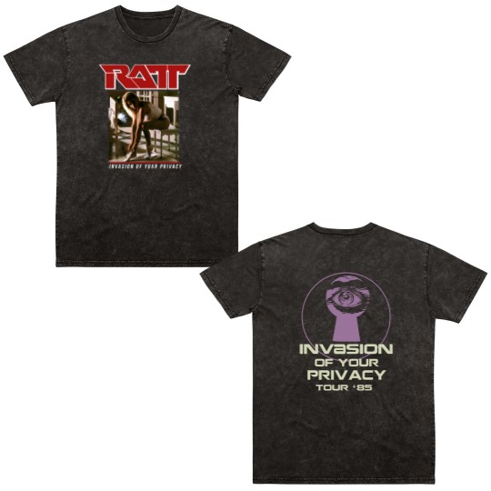 Discover RATTA Invasion of Your Privacy Tour '85 Double Sided Mineral Wash T Shirts, RATTA Invasion Tour 1985 Double Sided Mineral Wash T Shirts
