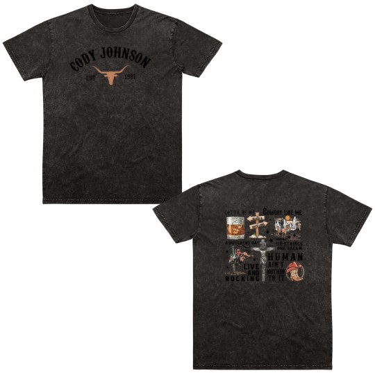 Discover Cody Johnsonn The Leather Tour 2024 Double Sided Mineral Wash T Shirts, Cody Johnsonn Concert 2024