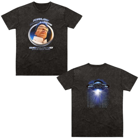 Discover Rauw Alejandro Double Sided Mineral Wash T Shirts Saturno World Tour 2023 Rauw Alejandro Tour 2023 Double Sided Mineral Wash T Shirts