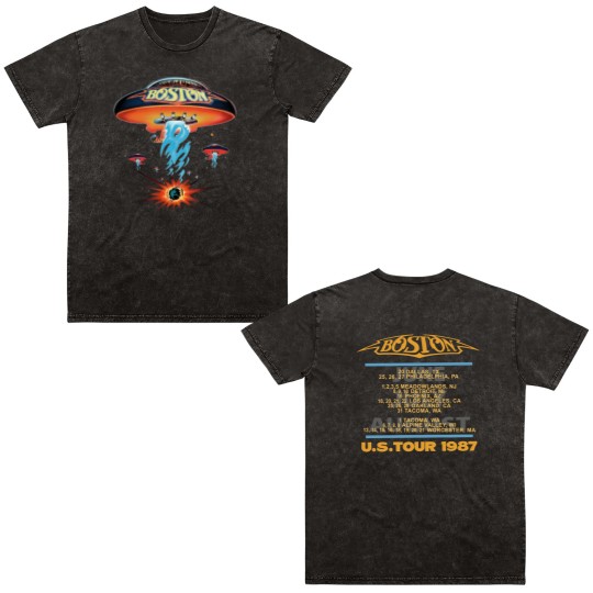 Discover 1987 Boston Rock Band Concert Tour Unisex Double Sided Mineral Wash T Shirts