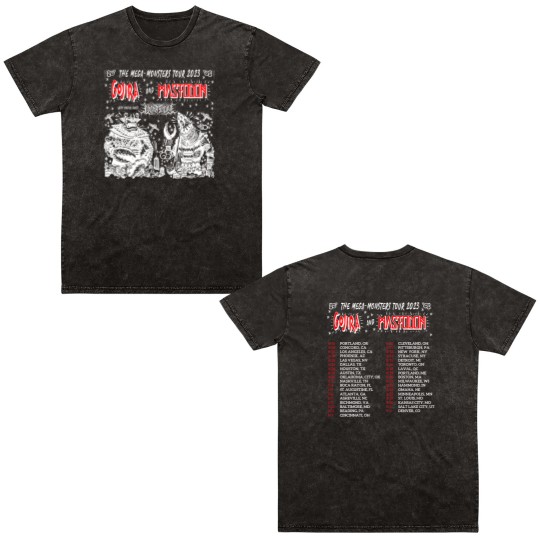 Discover Color Gojira and Mastodon The Mega Monsters Tour 2023 Double Sided Mineral Wash T Shirts