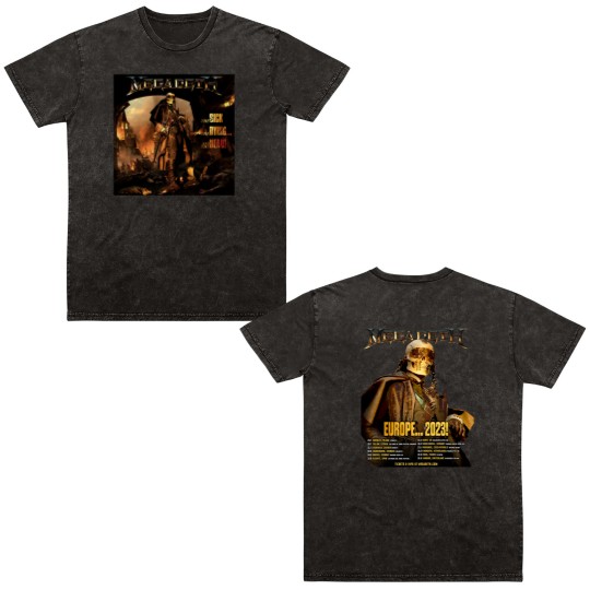 Discover Color Megadeth Band Europe 2023 Tour Summer Dates Double Sided Mineral Wash T Shirts