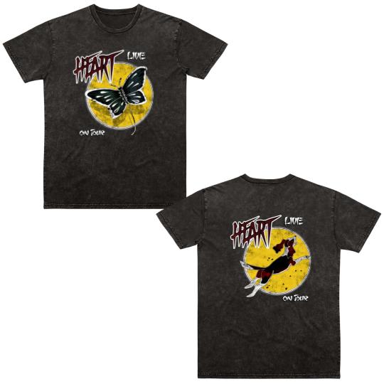 Discover Heart band Dog And Butterfly Ann Nancy Wilson Double Sided Mineral Wash T Shirts Black Gift Fans