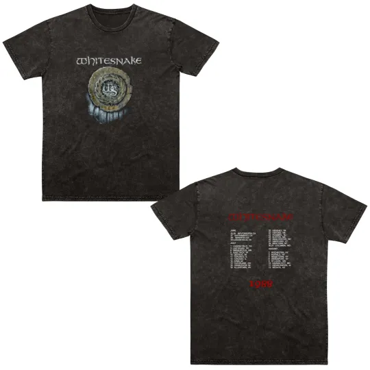 Discover 1988 Whitesnake Rock Concert Tour Unisex Double Sided Mineral Wash T Shirts