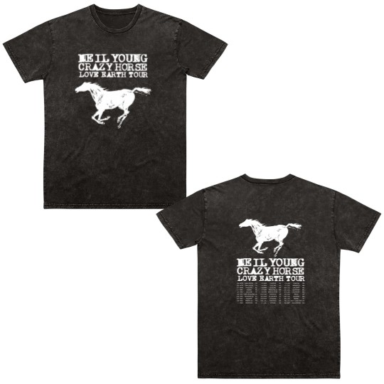 Discover Neil Young Double Sided Mineral Wash T Shirts Music Double Sided Mineral Wash T Shirts World Tour 2024 Tour