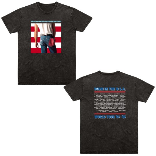 Discover Bruce Springsteen Born In The Usa World Tour ’84-’85 Bootleg Vintage Double Sided Mineral Wash T Shirts