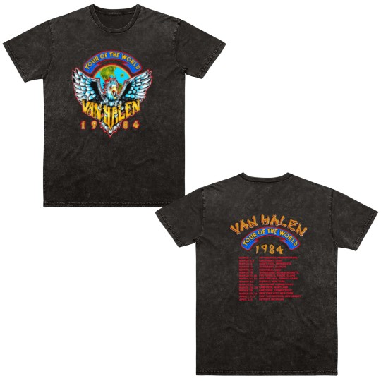 Discover Sale!! Vintage 1984 van World Tour Monsters of Rock Double Sided Mineral Wash T Shirts