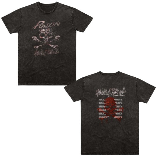 Discover Poison Flesh & Blood World Tour Double Sided Mineral Wash T Shirts