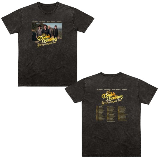 Discover The Doobie Brothers World Tour 50th Anniversary Double Sided Mineral Wash T Shirts