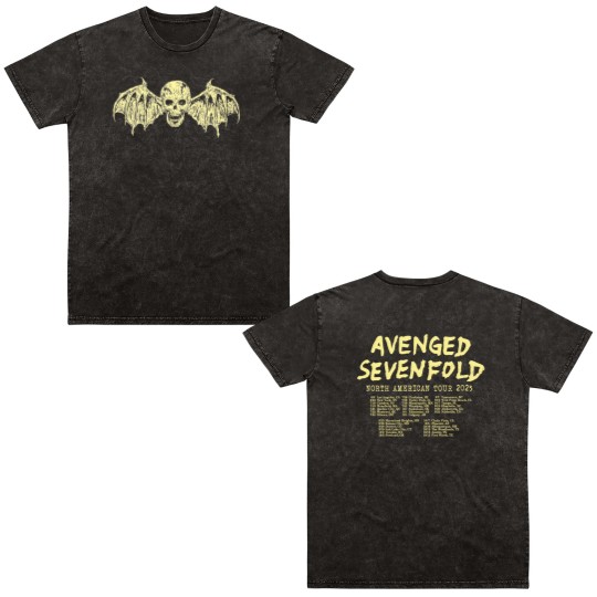 Discover Avenged Sevenfold Band Fan Double Sided Mineral Wash T Shirts, Avenged Sevenfold 2023 Tour Double Sided Mineral Wash T Shirts