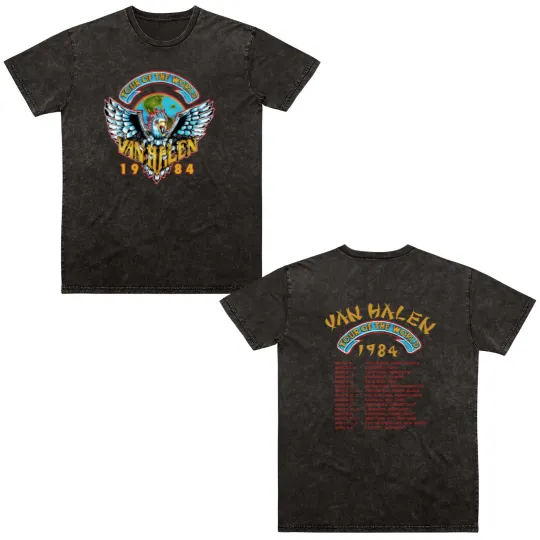 Discover Vintage 1984 van Tour Of The World For Men Women Unisex Double Sided Mineral Wash T Shirts All Size