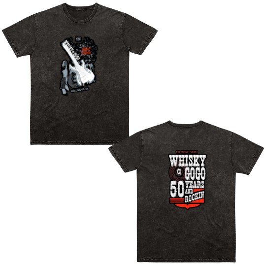 Discover Whisky A Go Go Double Sided Mineral Wash T Shirts 50th Anniversary and Guitar  Gift For All Fans