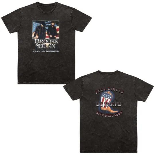 Discover Vintage 00's BROOKS AND DUNN Only In America Neon Circus Kick Ass Double Sided Mineral Wash T Shirts