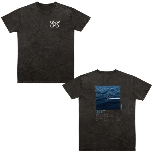 Discover SZA SOS 2 Sided Double Sided Mineral Wash T Shirts, Vintage SZA Full Tracklist Double Sided Mineral Wash T Shirts, S.Z.A S.O.S Est 2023 Double Sided Mineral Wash T Shirts