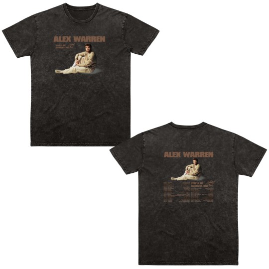 Discover Alex Warren You'll Be Alright, Kid Tour 2024 Shir Double Sided Mineral Wash T Shirts