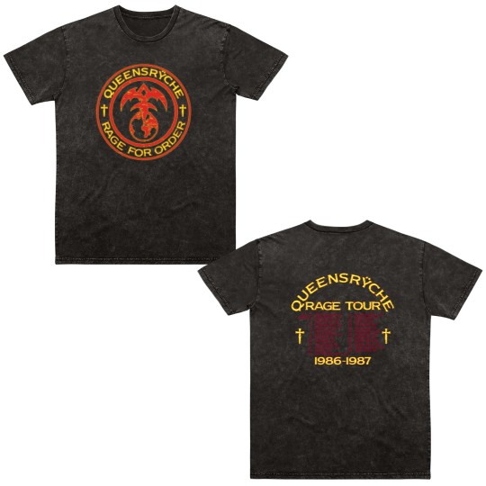 Discover QUEENSRYCHE -Rage for Order Double Sided Mineral Wash T Shirts Double Sided