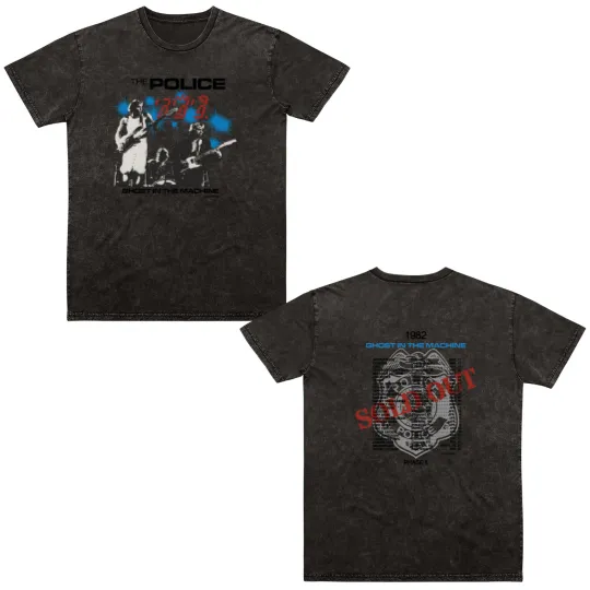 Discover The Police Ghost in the Machine Phrase II 1982 Concert Tour Double Sided Mineral Wash T Shirts, The Police
