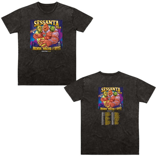 Discover A PERFECT CIRCLE And PRIMUS And PUSCIFER Sessanta V2.0 Tour 2025 Fan Gifts Double Sided Mineral Wash T Shirts