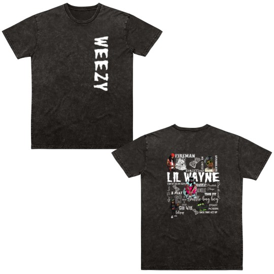 Discover Lil Wayne Wezzy song Double Sided Mineral Wash T Shirts top crewneck