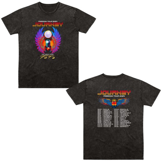 Discover Journey 2024 Tour Freedom Double Sided Mineral Wash T Shirts, Journey Freedom Tour 2024 Double Sided Mineral Wash T Shirts