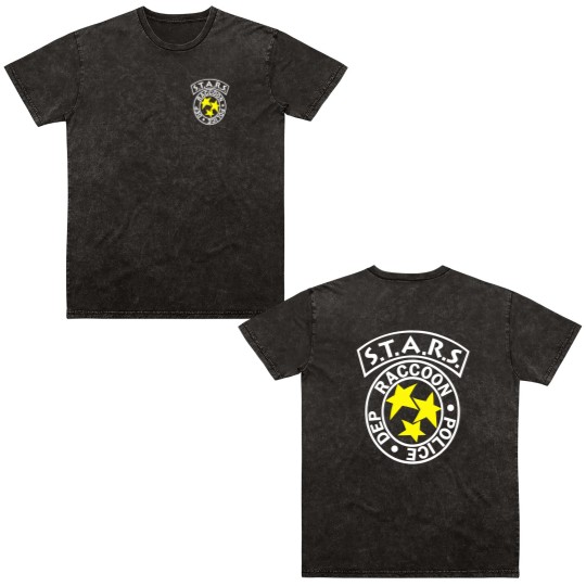 Discover VINTAGE Resident Evil STARS Police Dept Men’s Double Sided Mineral Wash T Shirts For Men Women S-5XL