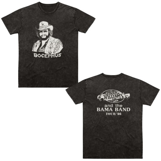 Discover Hank Williams Jr. Bocephus Tour Double Sided Mineral Wash T Shirts Vintage Style Gift For Men Women