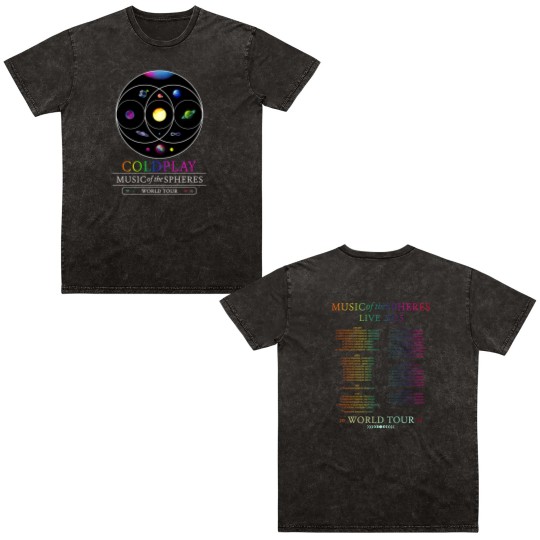 Discover 2025 Coldplay World Tour Double Sided Mineral Wash T Shirts, Gift For Fans