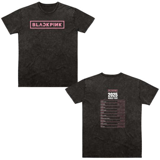 Discover Blackpink 2025 World Tour Dates Logo Unisex Double Sided Mineral Wash T Shirts Gift for Friend Size S-4XL