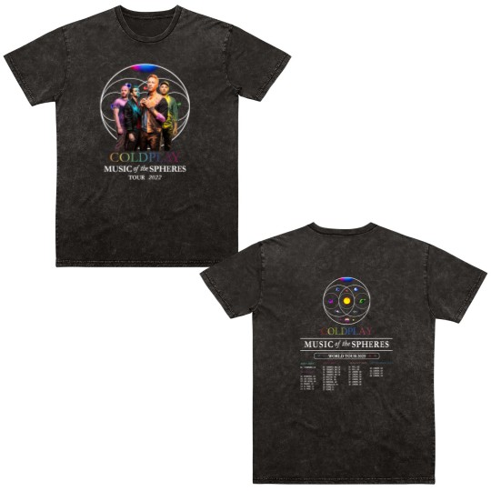 Discover 2025 Coldplay Music of the Spheres Tour Double Sided Mineral Wash T Shirts, Coldplay Band 2025 Concert