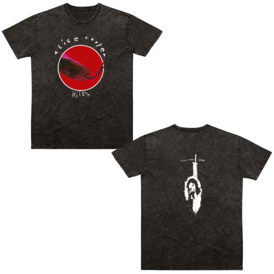 Discover DTG printed Double Sided Mineral Wash T Shirts- ALICE COOPER- Killer