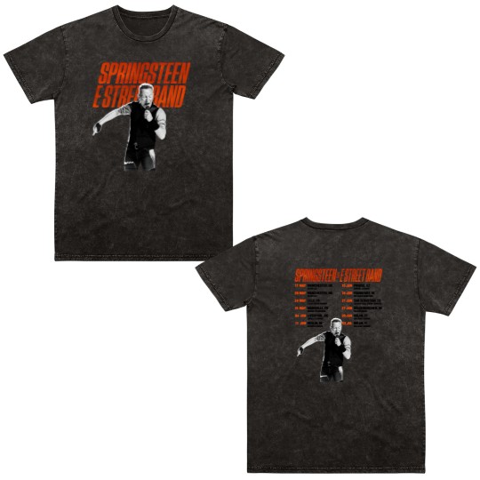 Discover Bruce Springsteen und E Street 2025 Tour Musik Lieben zweiseitiges Double Sided Mineral Wash T Shirts