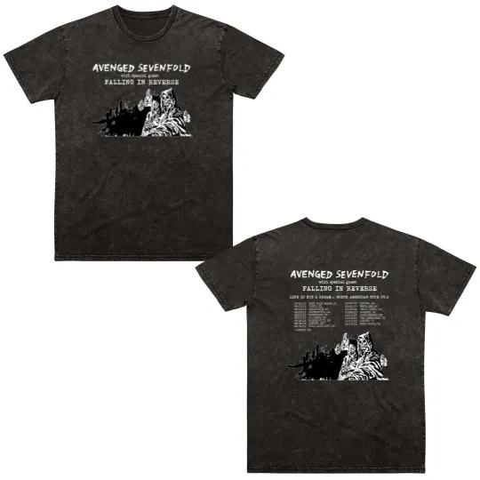 Discover Avenged Sevenfold Life Is But A Dream North American Tour 2023 Double Sided Mineral Wash T Shirts