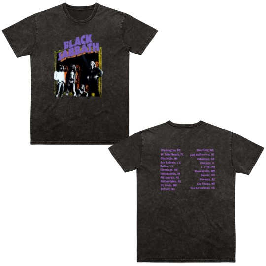 Discover Black Sabbath 1997 Tour 2 Side Black Double Sided Mineral Wash T Shirts