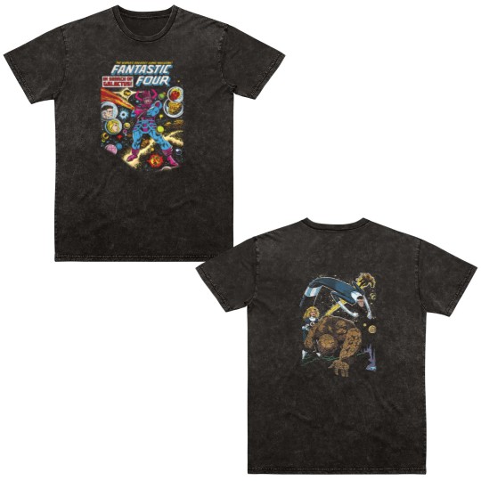 Discover Oversized Fantastic Four Double Sided Mineral Wash T Shirts Vintage Fantastic Four First Steps Double Sided Mineral Wash T Shirts