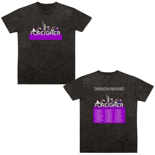Discover Foreigner Band 2025 Tour Double Sided Mineral Wash T Shirts