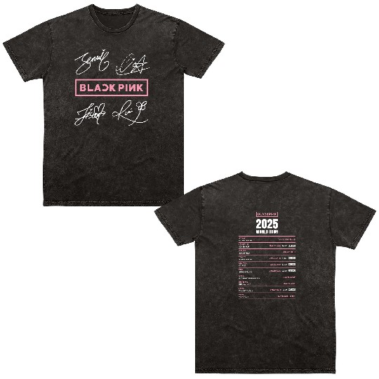 Discover 2025 Black Pink World Tour Double Sided Mineral Wash T Shirts, Black Pink 2025 Concert 3D Double Sided Mineral Wash T Shirts New
