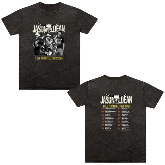 Discover Jason Aldean Country Music Double Sided Mineral Wash T Shirts, Jason Aldean Full Throttle Tour 2025 Double Sided Mineral Wash T Shirts, Jason Aldean Fan Double Sided Mineral Wash T Shirts