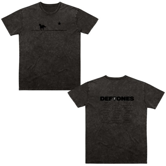 Discover Deftone White Pony Tour Black Double Sided Mineral Wash T Shirts