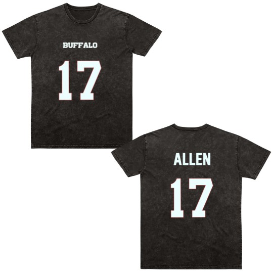 Discover Josh Allen QB #17 - Josh Allen - Double Sided Mineral Wash T Shirts