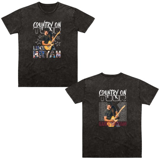 Discover Luke Bryan Graphic Double Sided Mineral Wash T Shirts, 2025 Luke Bryan Country Song Came On Tour Double Sided Mineral Wash T Shirts