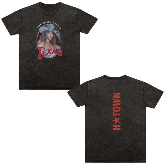 Discover Beyonce H-Town Texa Tour Double Sided Mineral Wash T Shirts Featuring Cowboy Houston 2025